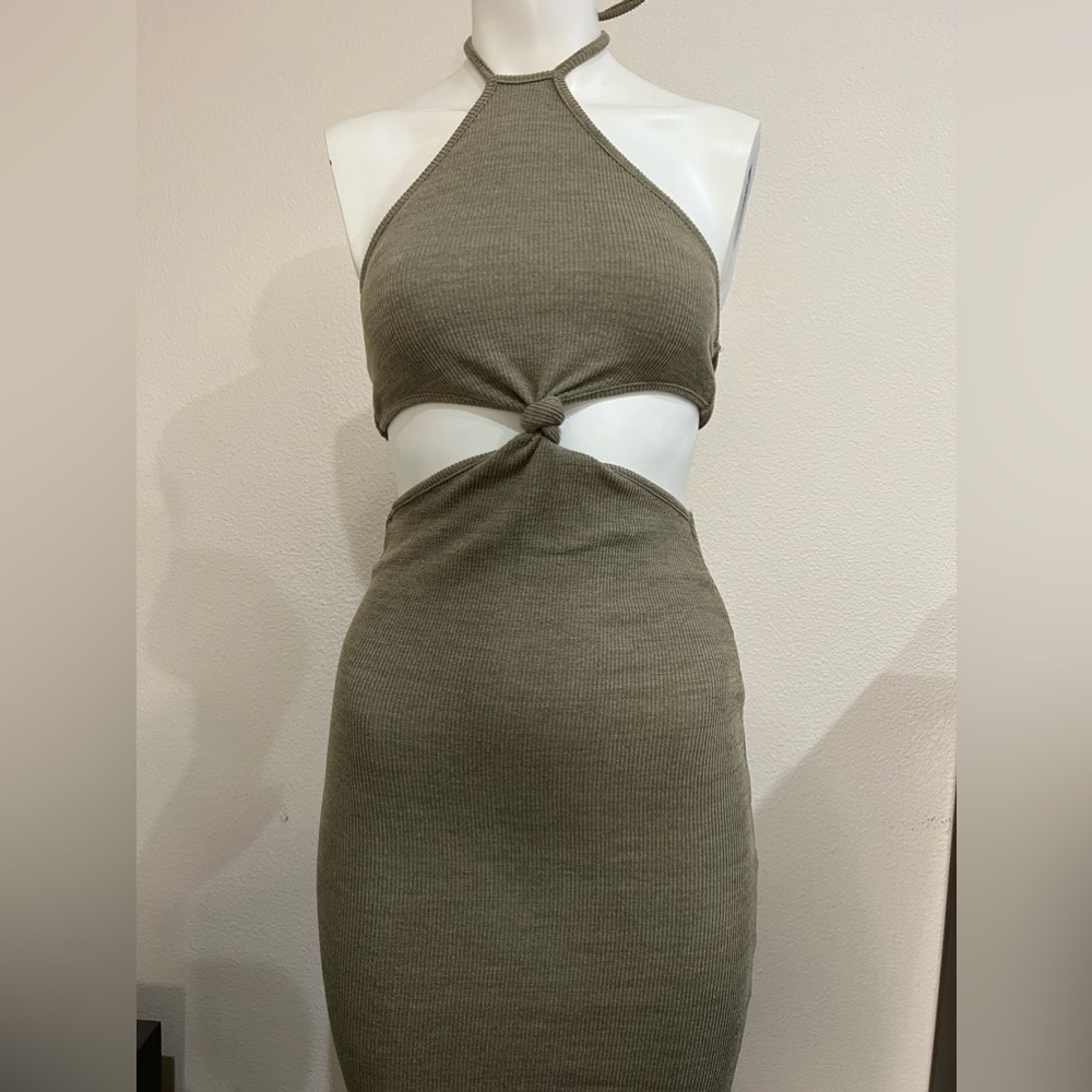 White Fox Boutique Khaki Green Midi Dress